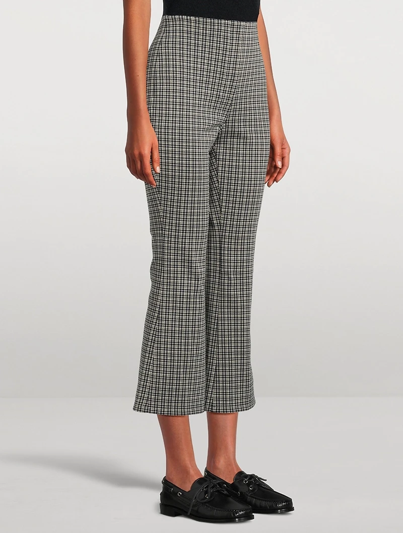 High Waisted Knit Plaid Kick Pants