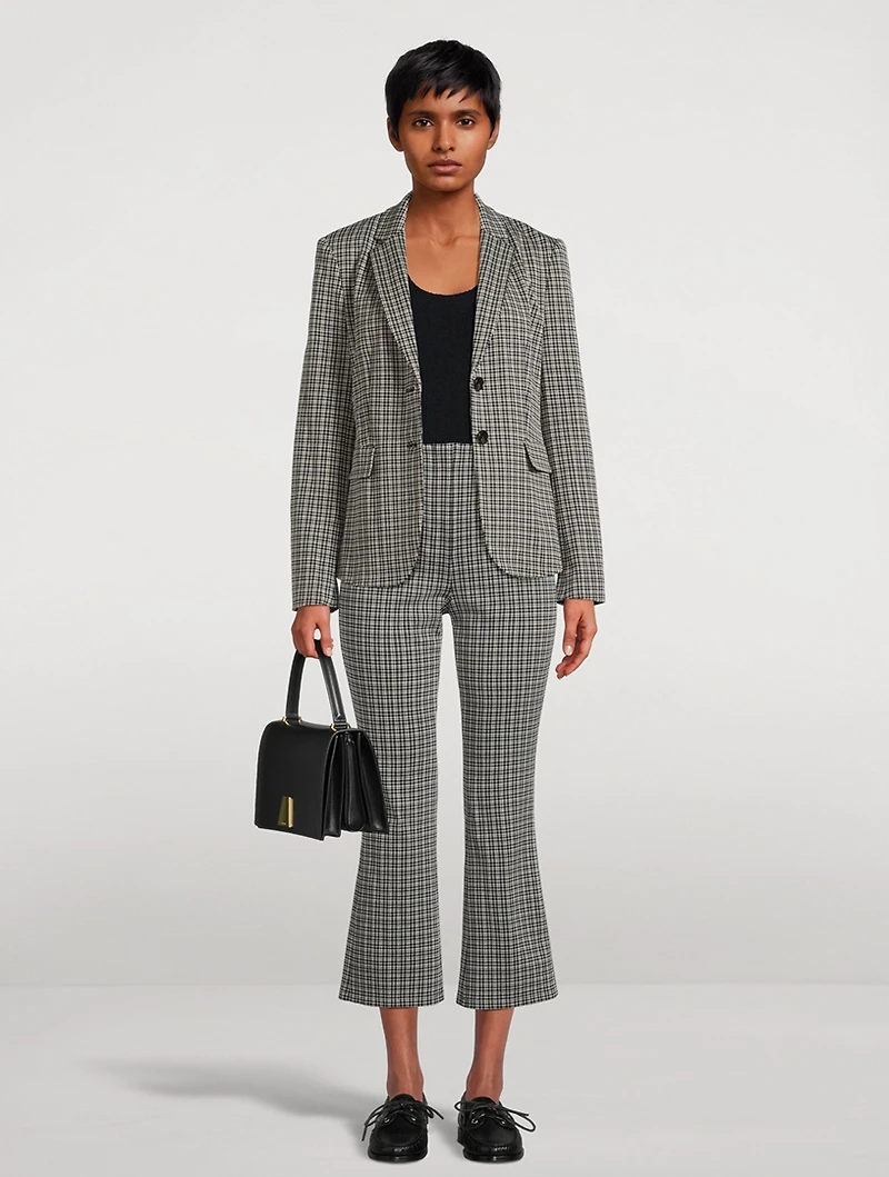 High Waisted Knit Plaid Kick Pants