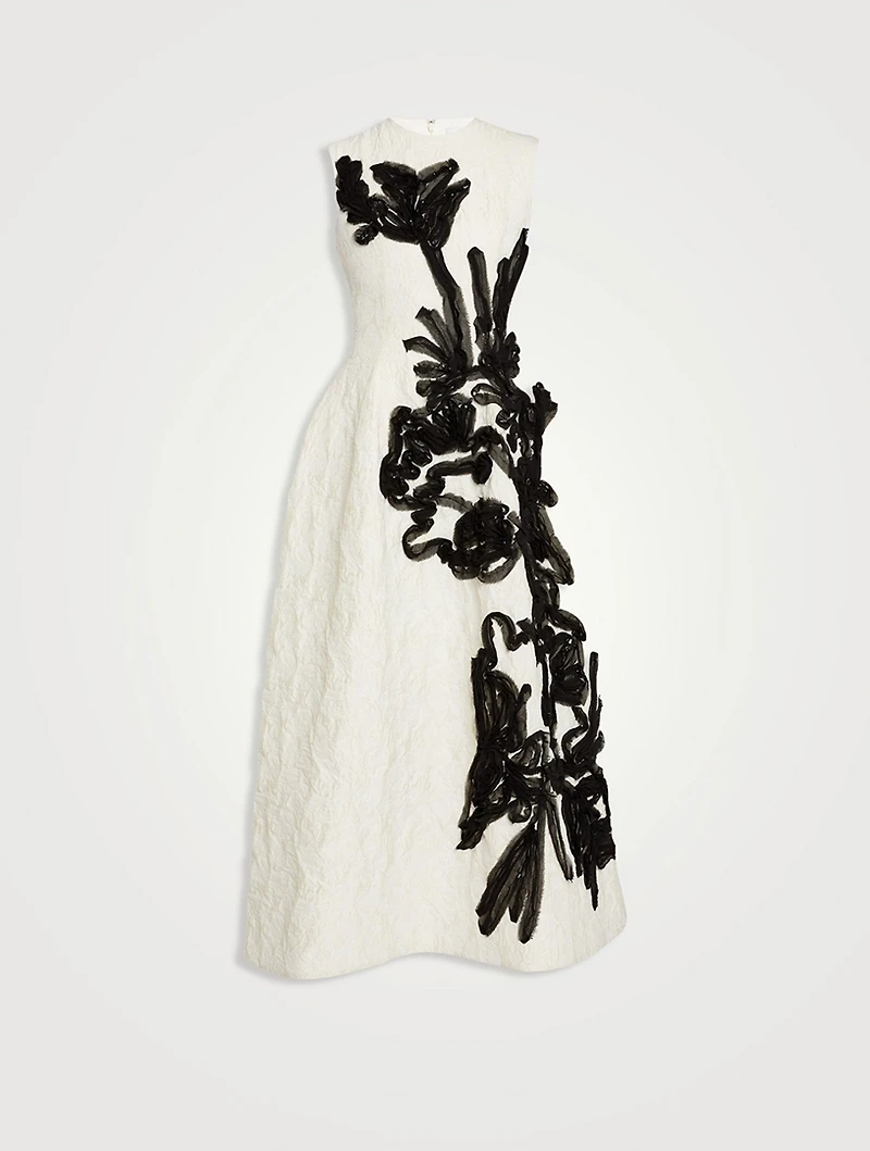 Embroidered Cloqué Midi Dress