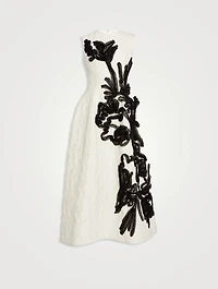 Embroidered Cloqué Midi Dress
