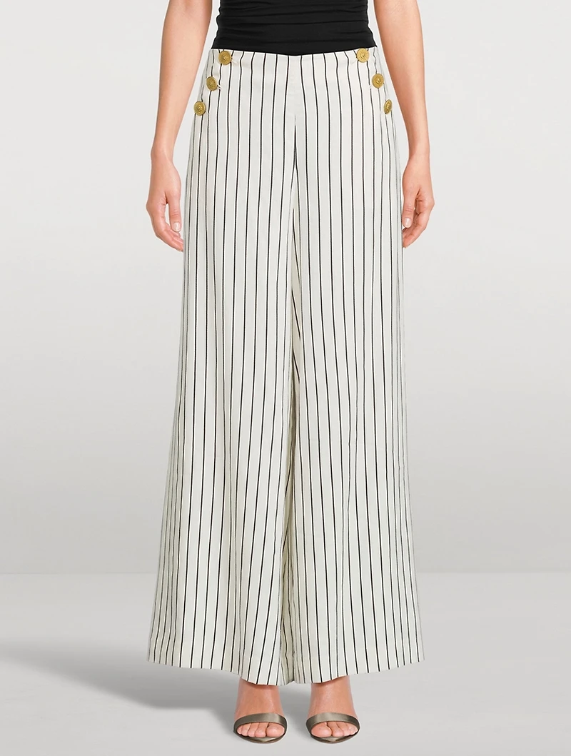 Kingston Wide-Leg Pants Striped Print
