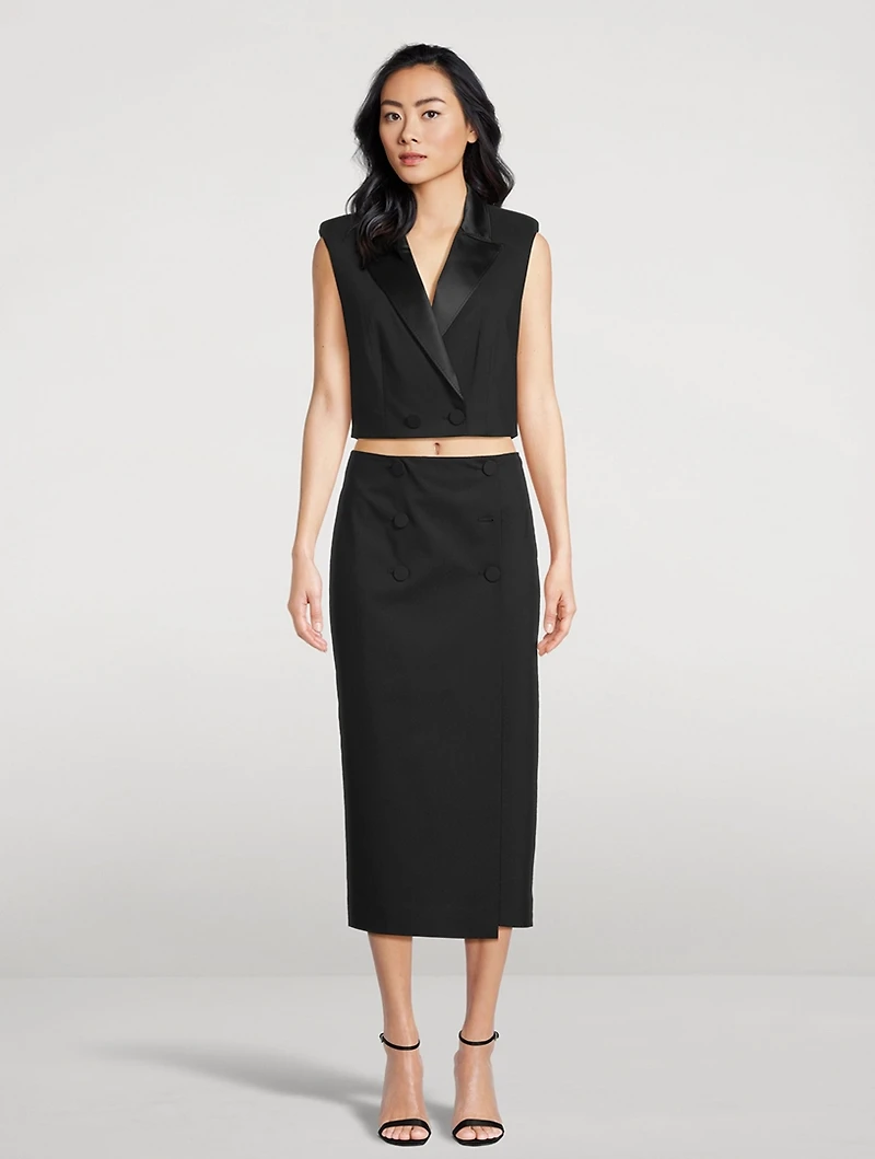 Febe Tuxedo Midi Skirt
