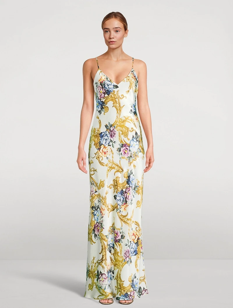 Serita Silk Maxi Dress Baroque Floral Print