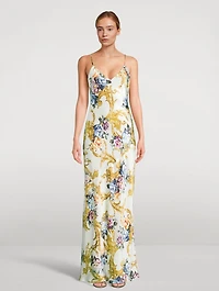Serita Silk Maxi Dress Baroque Floral Print