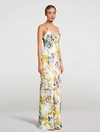 Serita Silk Maxi Dress Baroque Floral Print