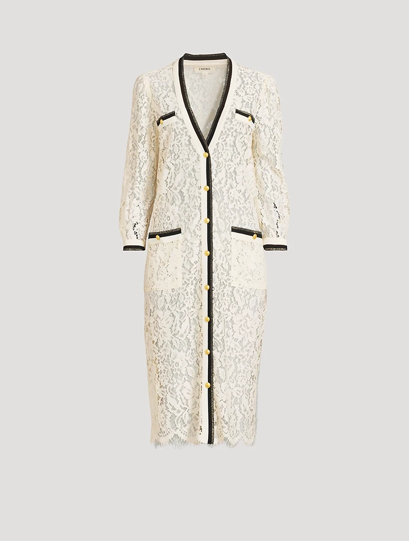Whisper Lace Cardigan Midi Dress