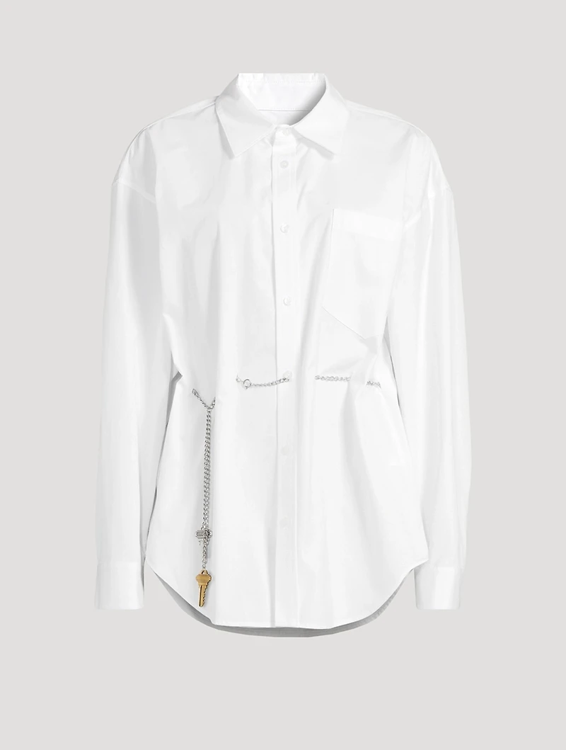 Chain-Trimmed Poplin Shirt