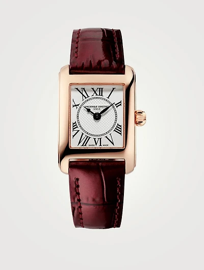 Classics Carrée Rose Gold-Tone Stainless Steel Leather Strap Watch