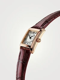 Classics Carrée Rose Gold-Tone Stainless Steel Leather Strap Watch