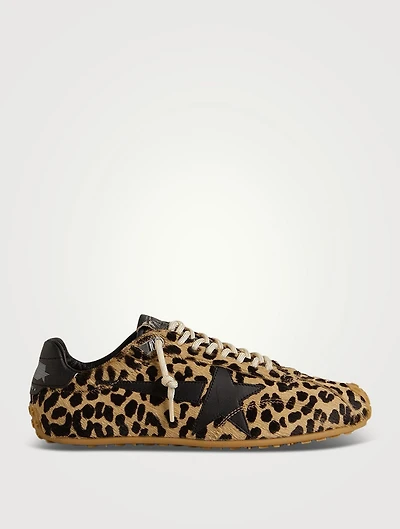 Marathon Speed Pony Hair Sneakers Leopard Print