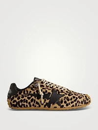 Marathon Speed Pony Hair Sneakers Leopard Print