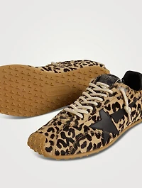 Marathon Speed Pony Hair Sneakers Leopard Print