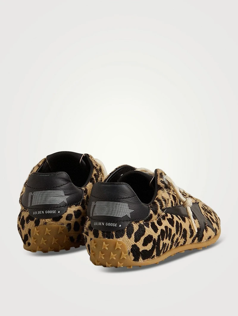 Marathon Speed Pony Hair Sneakers Leopard Print