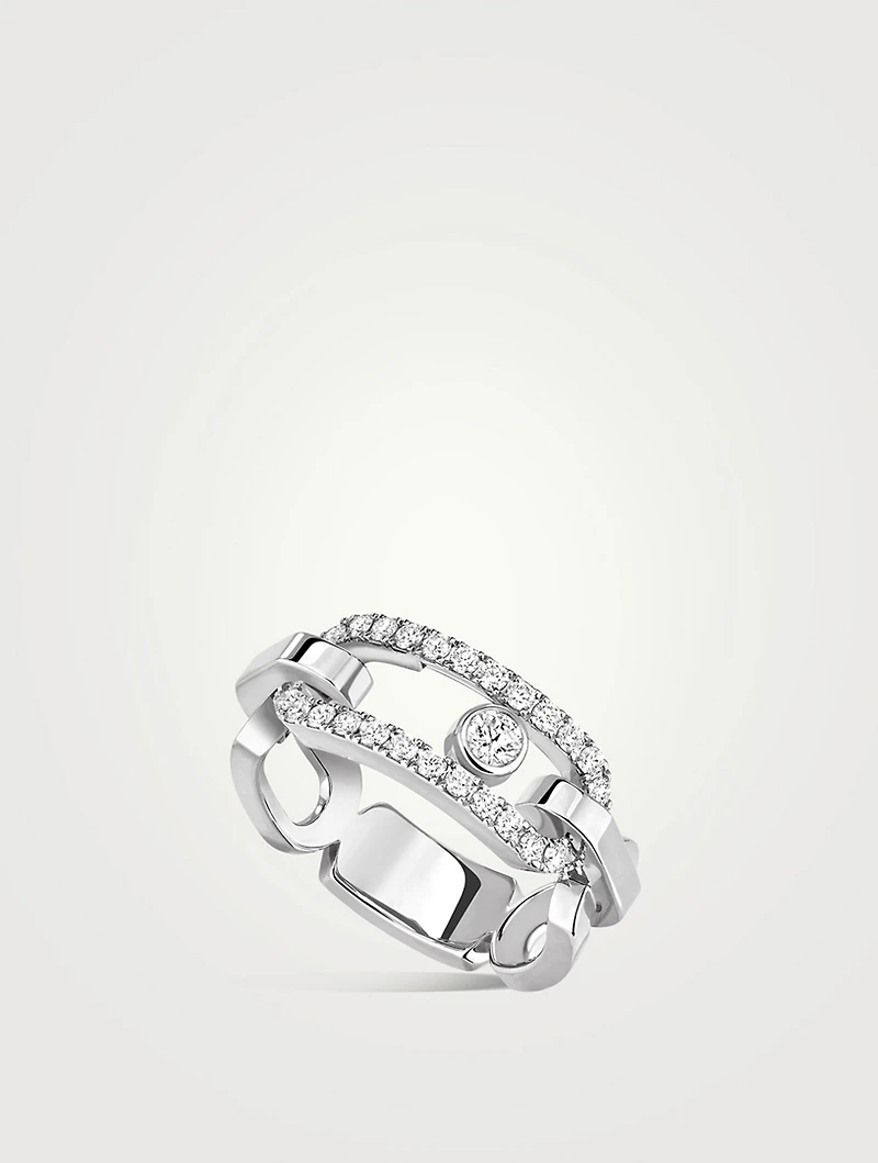 Move Link 18K Gold Ring With Diamonds