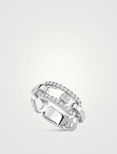 Move Link 18K Gold Ring With Diamonds