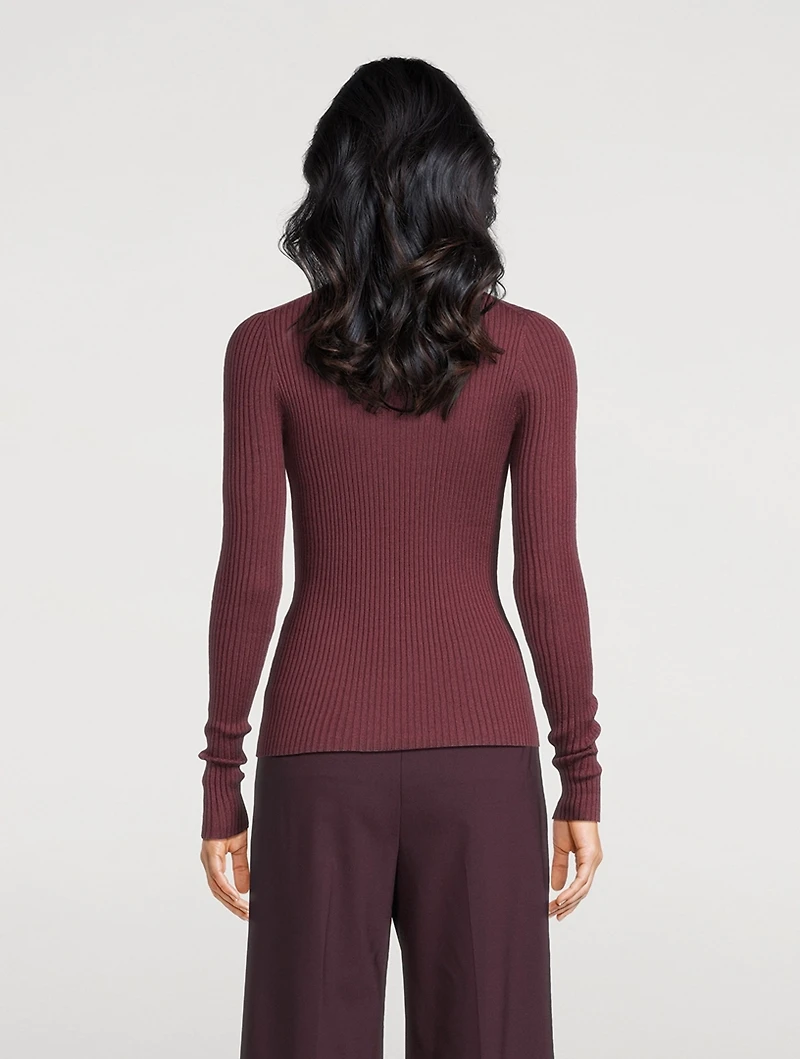 Browning Rib-Knit Cashmere Silk Sweater