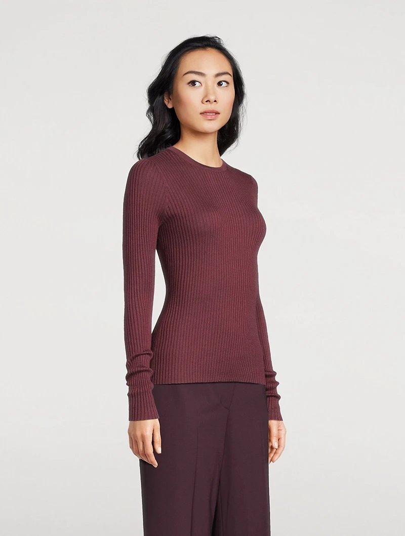 Browning Rib-Knit Cashmere Silk Sweater