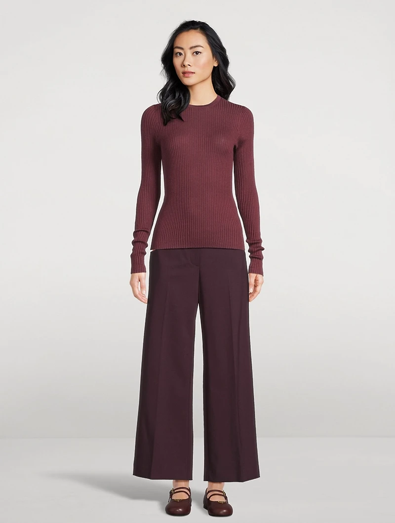 Browning Rib-Knit Cashmere Silk Sweater