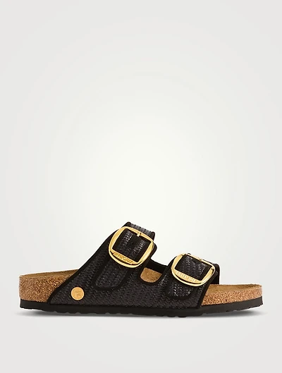 Arizona Big Buckle Raffia Slide Sandals