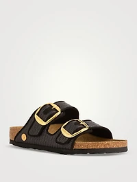 Arizona Big Buckle Raffia Slide Sandals