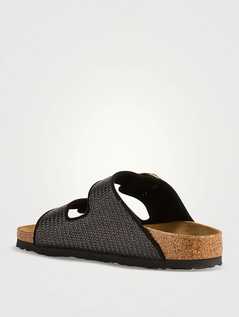 Arizona Big Buckle Raffia Slide Sandals