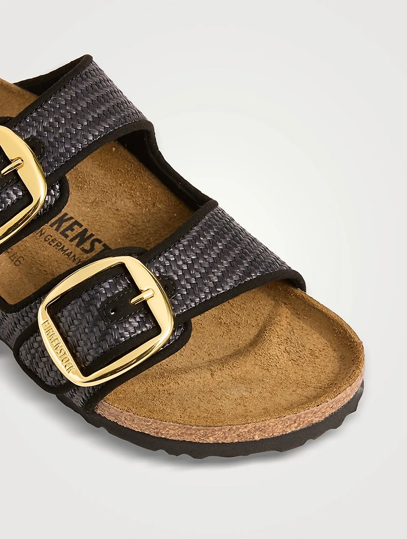 Arizona Big Buckle Raffia Slide Sandals