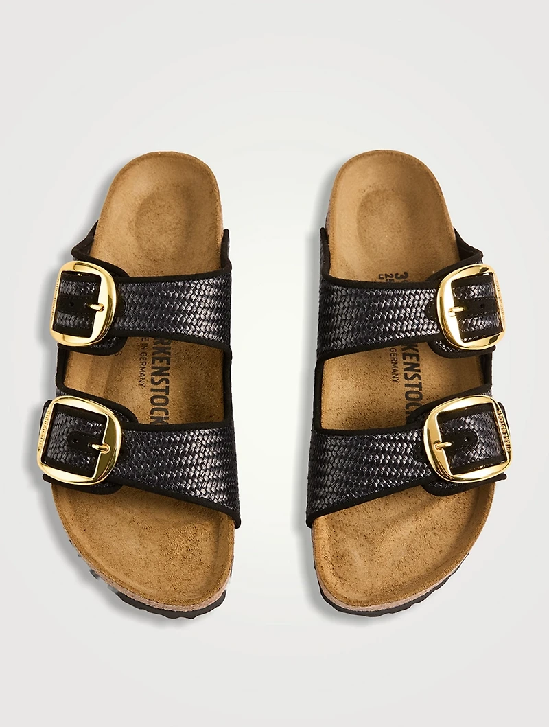Arizona Big Buckle Raffia Slide Sandals