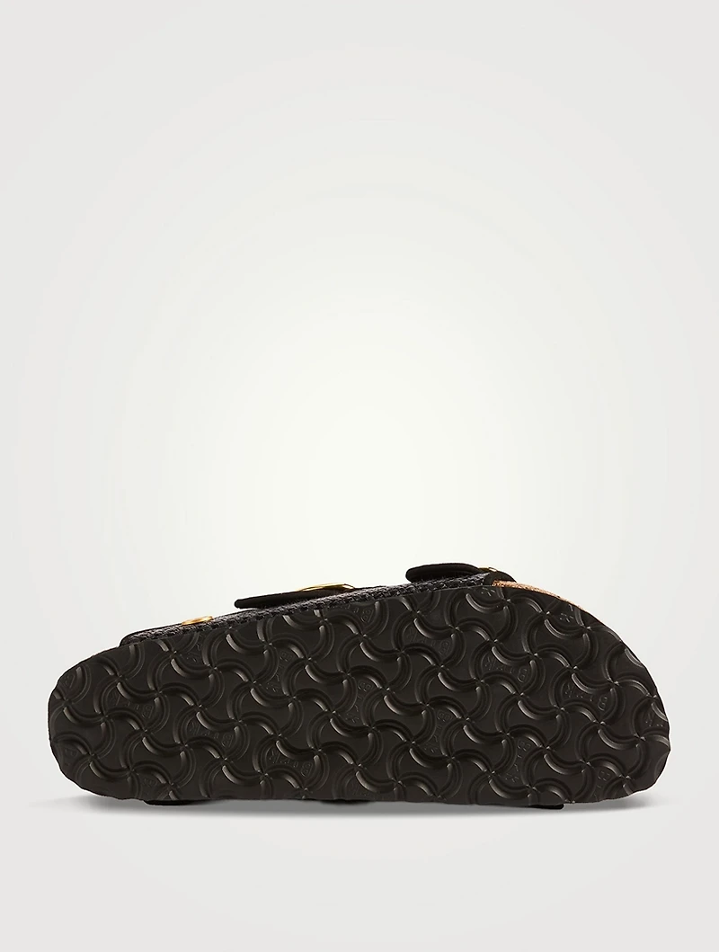 Arizona Big Buckle Raffia Slide Sandals