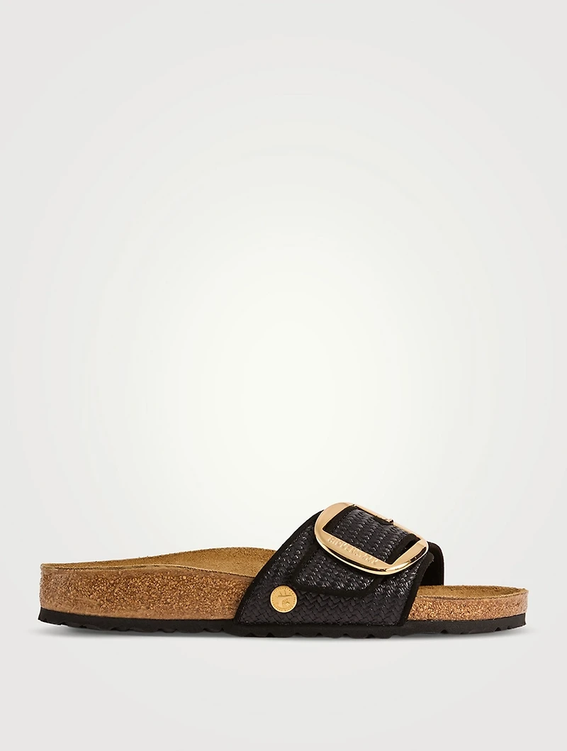 Madrid Big Buckle Raffia Slide Sandals