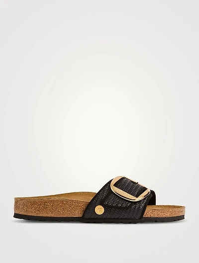 Madrid Big Buckle Raffia Slide Sandals
