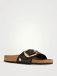 Madrid Big Buckle Raffia Slide Sandals