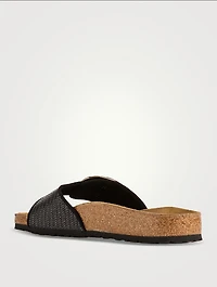 Madrid Big Buckle Raffia Slide Sandals