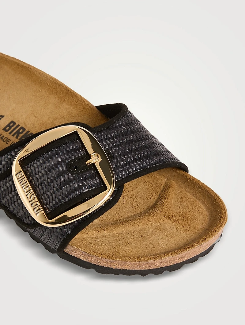 Madrid Big Buckle Raffia Slide Sandals
