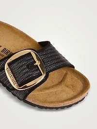 Madrid Big Buckle Raffia Slide Sandals