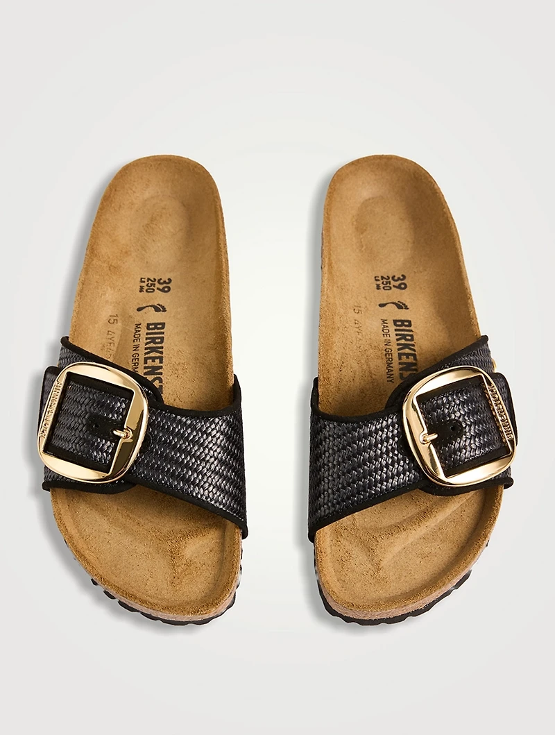 Madrid Big Buckle Raffia Slide Sandals