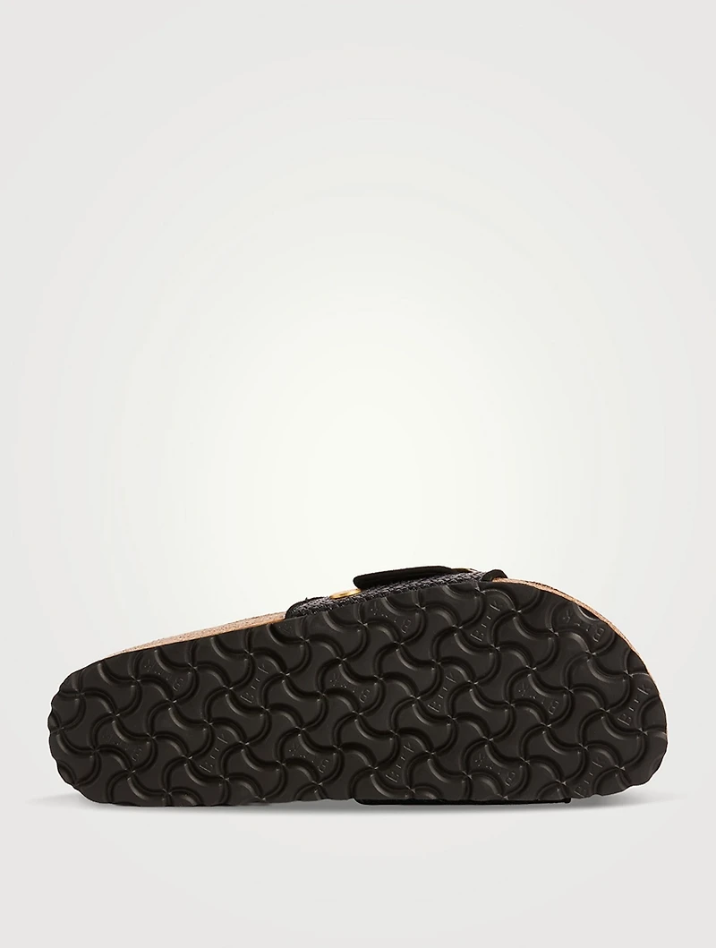 Madrid Big Buckle Raffia Slide Sandals