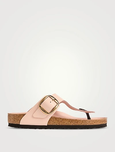 Gizleh Big Buckle Patent Leather Thong Sandals