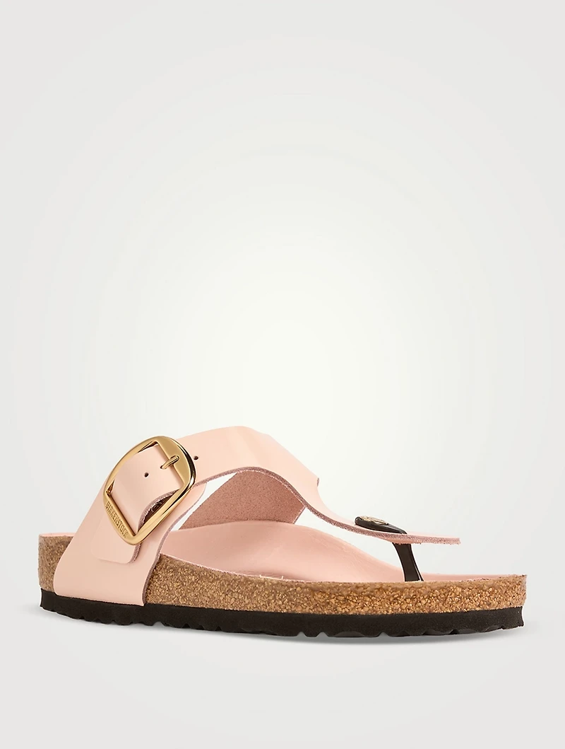 Gizleh Big Buckle Patent Leather Thong Sandals