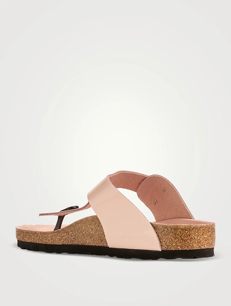 Gizleh Big Buckle Patent Leather Thong Sandals
