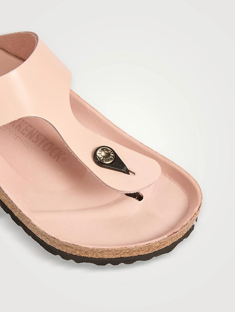 Gizleh Big Buckle Patent Leather Thong Sandals