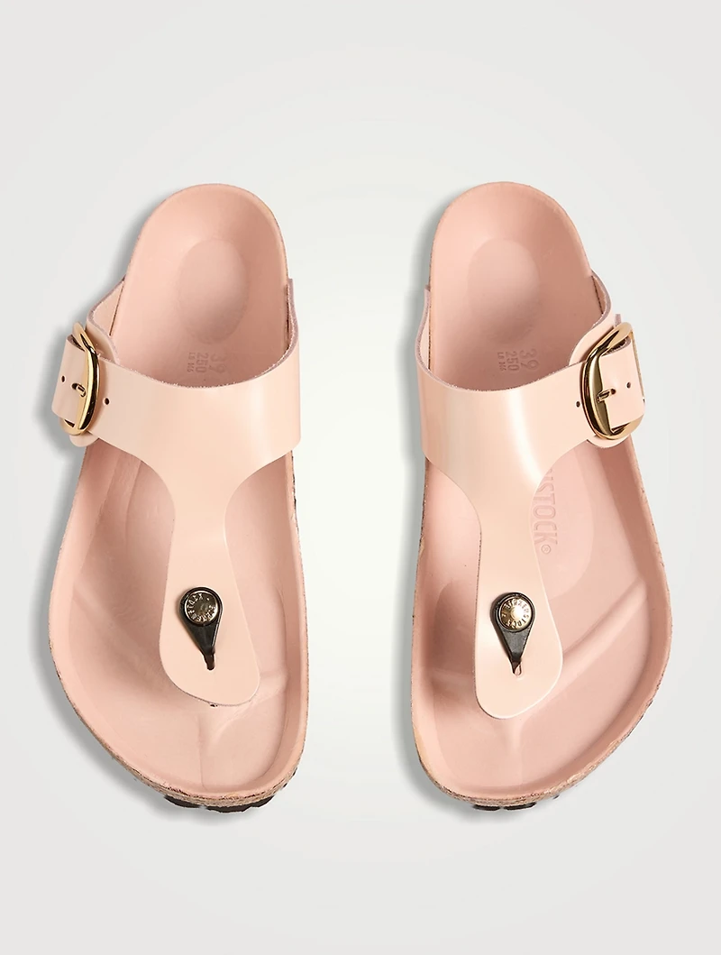 Gizleh Big Buckle Patent Leather Thong Sandals