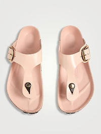 Gizleh Big Buckle Patent Leather Thong Sandals