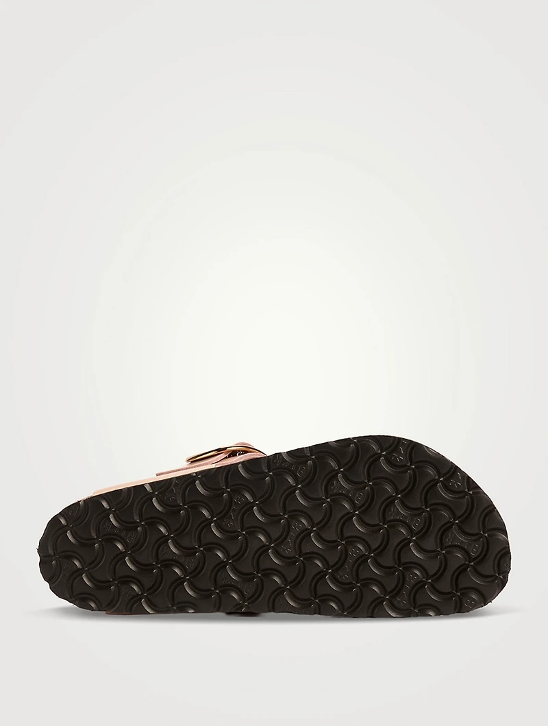 Gizleh Big Buckle Patent Leather Thong Sandals