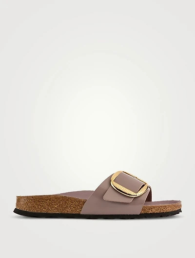 Madrid Hammered Big Buckle Leather Slide Sandals