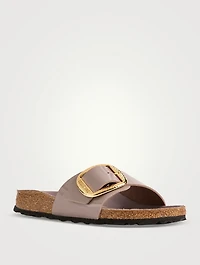 Madrid Hammered Big Buckle Leather Slide Sandals