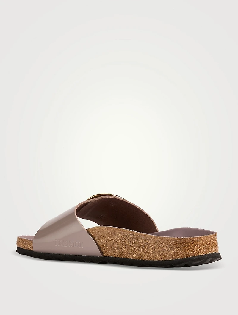 Madrid Hammered Big Buckle Leather Slide Sandals