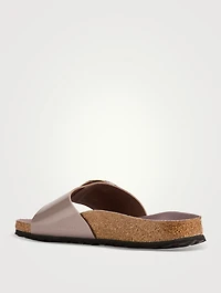 Madrid Hammered Big Buckle Leather Slide Sandals