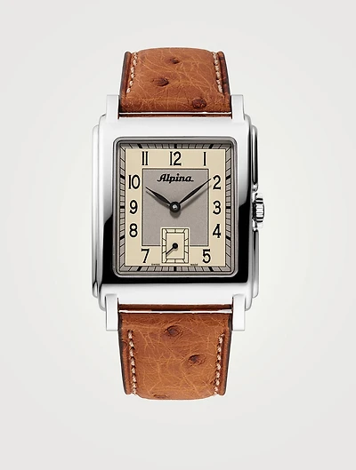 Alpiner Carrée Automatic 140 Years Stainless Steel Leather Strap Watch
