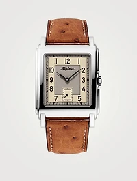 Alpiner Carrée Automatic 140 Years Stainless Steel Leather Strap Watch