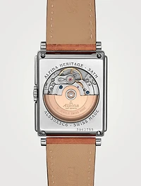 Alpiner Carrée Automatic 140 Years Stainless Steel Leather Strap Watch